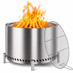 Eclaron 28 inch Large Stainless Steel Smokeless Fire Pit Wood Burning Stove Outdoor Camping Patio Picnic