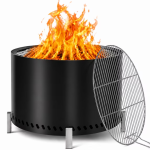 Eclaron 28inch Large Stainless Steel Smokeless Fire Pit Wood Burning Stove Outdoor Camping Patio Picnic，black