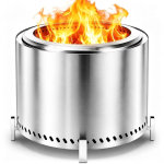 Eclaron 19.5" Stainless Steel Smokeless Wood Burning Outdoor Patio Fire Pit with Stand, Silver