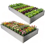 HGD Galvanized Raised Garden Bed 8x4x1ft 2 pack, Outdoor Metal Planter Box Patio Kit for Vegetables Herbs Flowers
